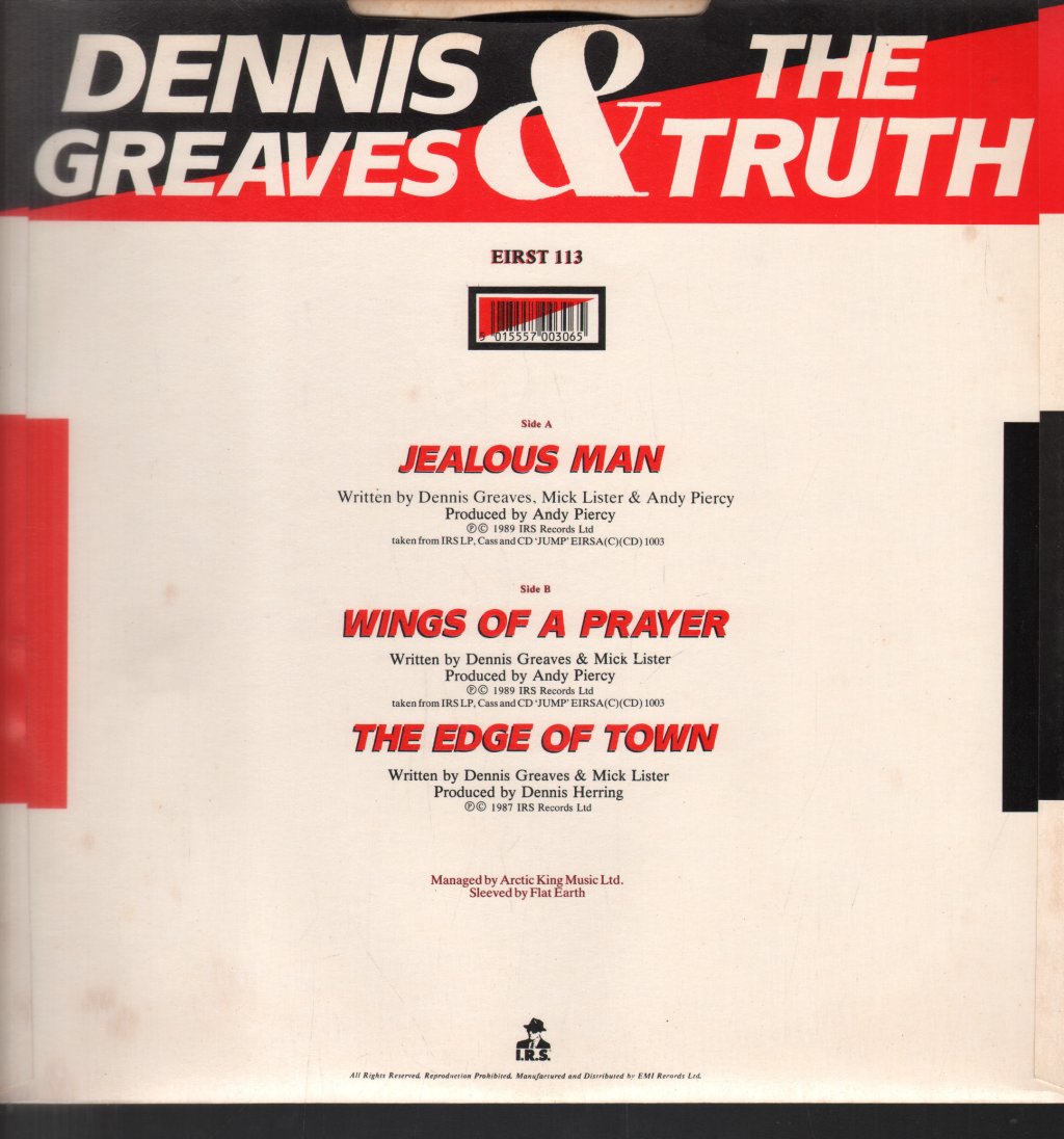 Dennis Greaves And The Truth - Jealous Man - 12 Inch