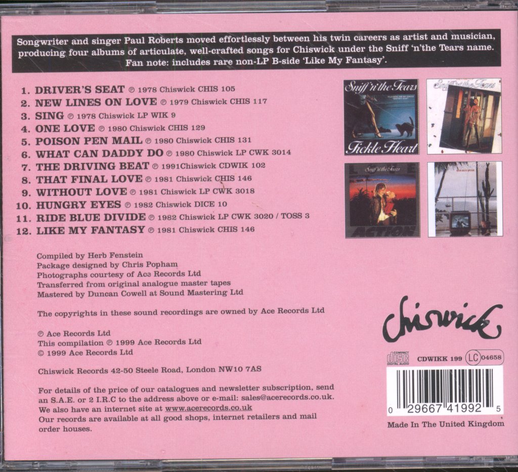 Sniff N The Tears - Driver's Seat: The Best Of Sniff 'n' The Tears - Cd