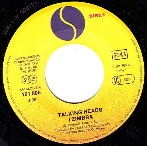Talking Heads - I Zimbra - 7 Inch