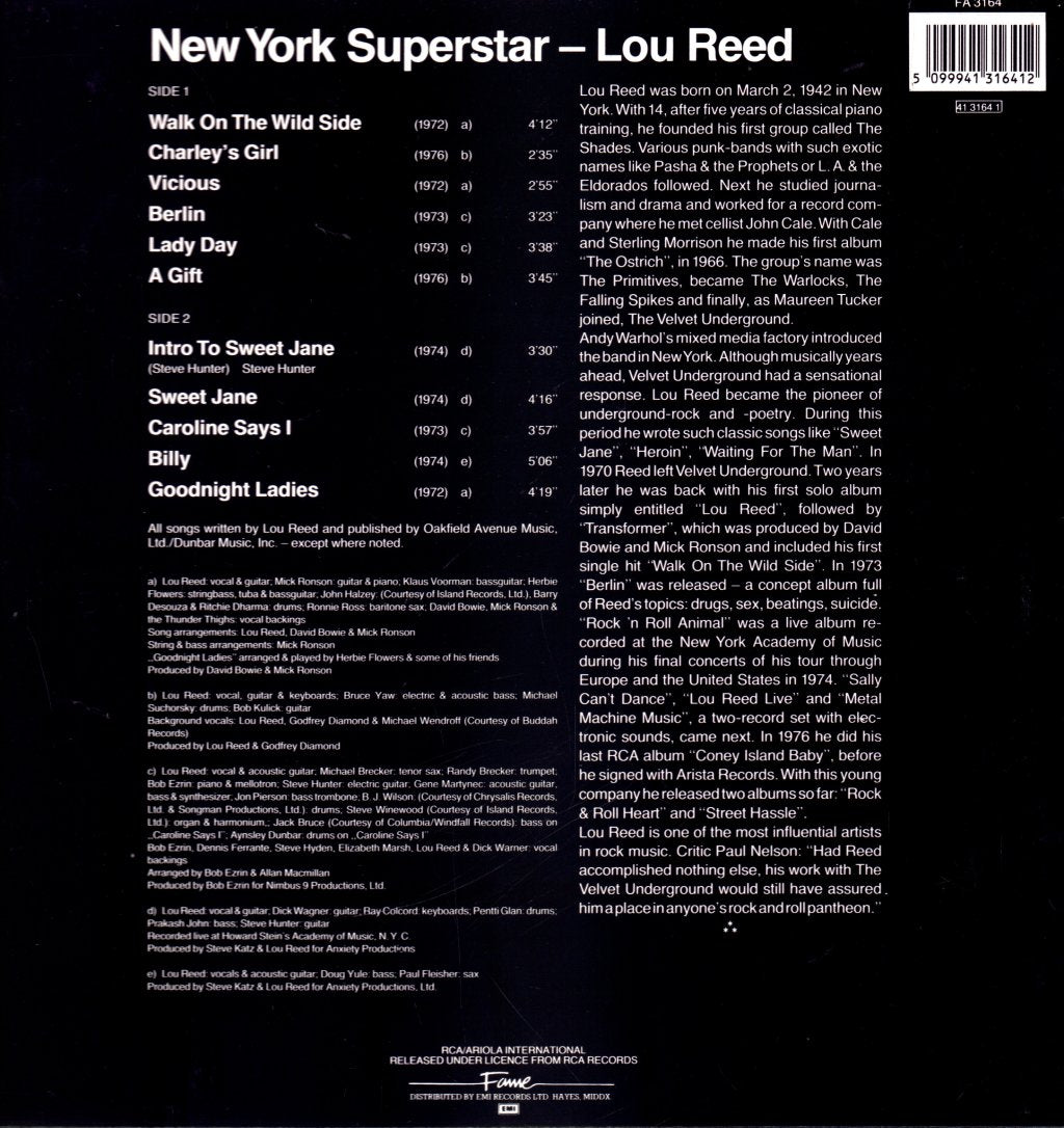 Lou Reed - New York Superstar - Lp
