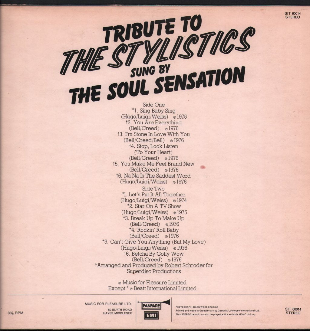 Soul Sensation - Tribute To The Stylistics - Lp