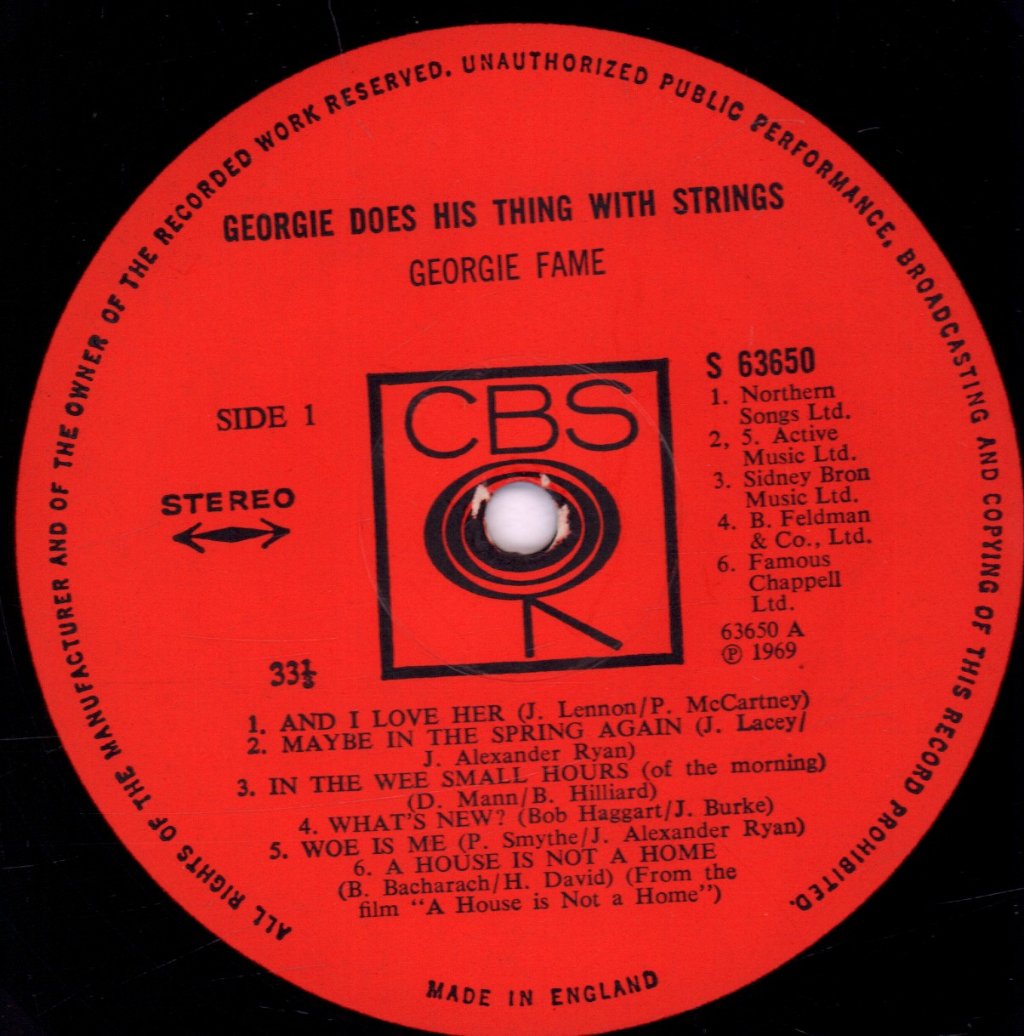 Georgie Fame - Does His Thing With Strings - Lp