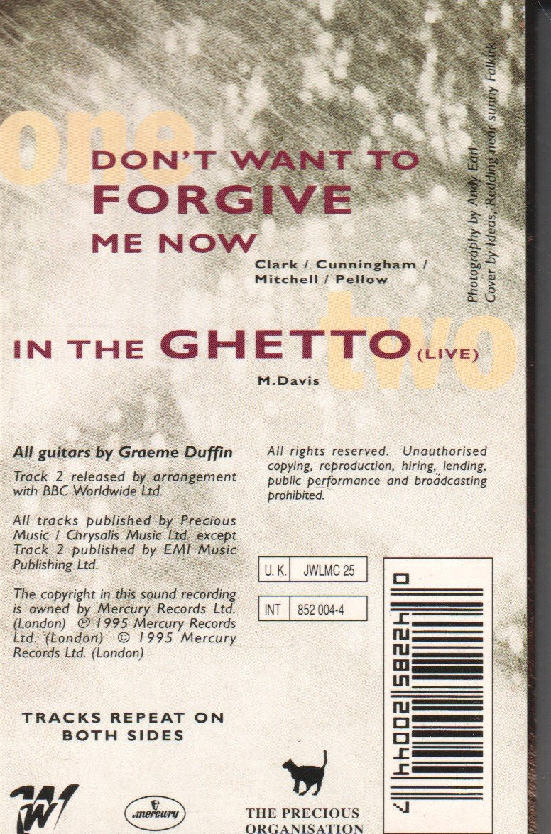 Wet Wet Wet - Don't Want To Forgive Me Now - Cassette