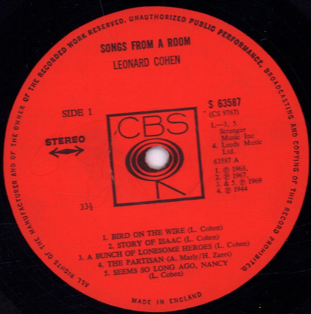 Leonard Cohen - Songs From A Room - Lp