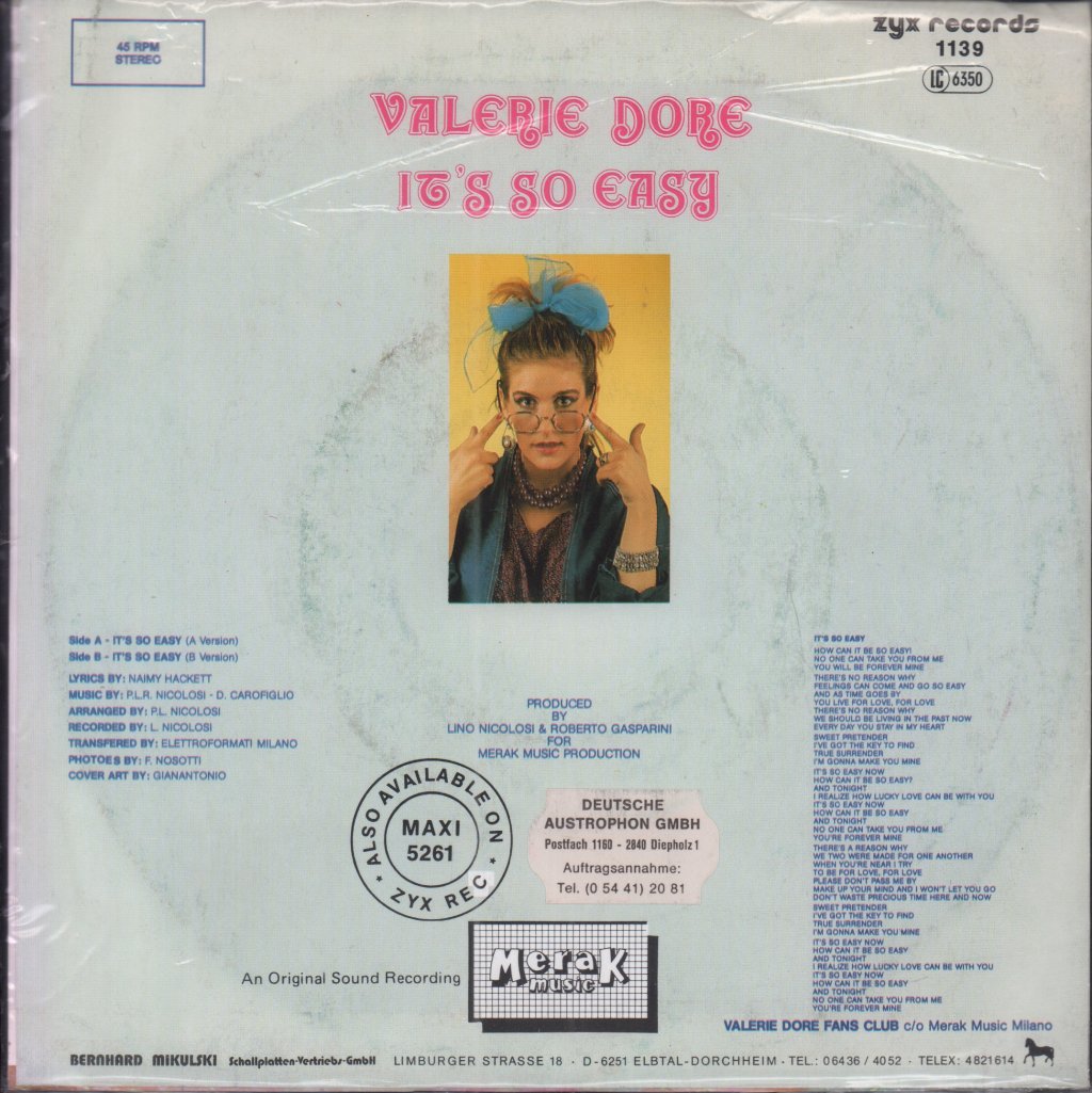 Valerie Dore - It's So Easy - 7 Inch