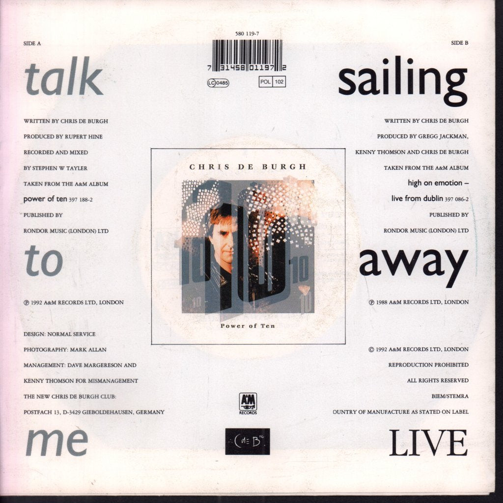 Chris De Burgh - Talk To Me - 7 Inch