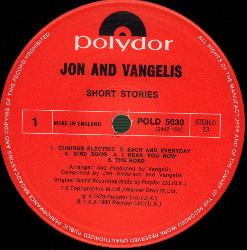 Jon And Vangelis - Short Stories - Lp