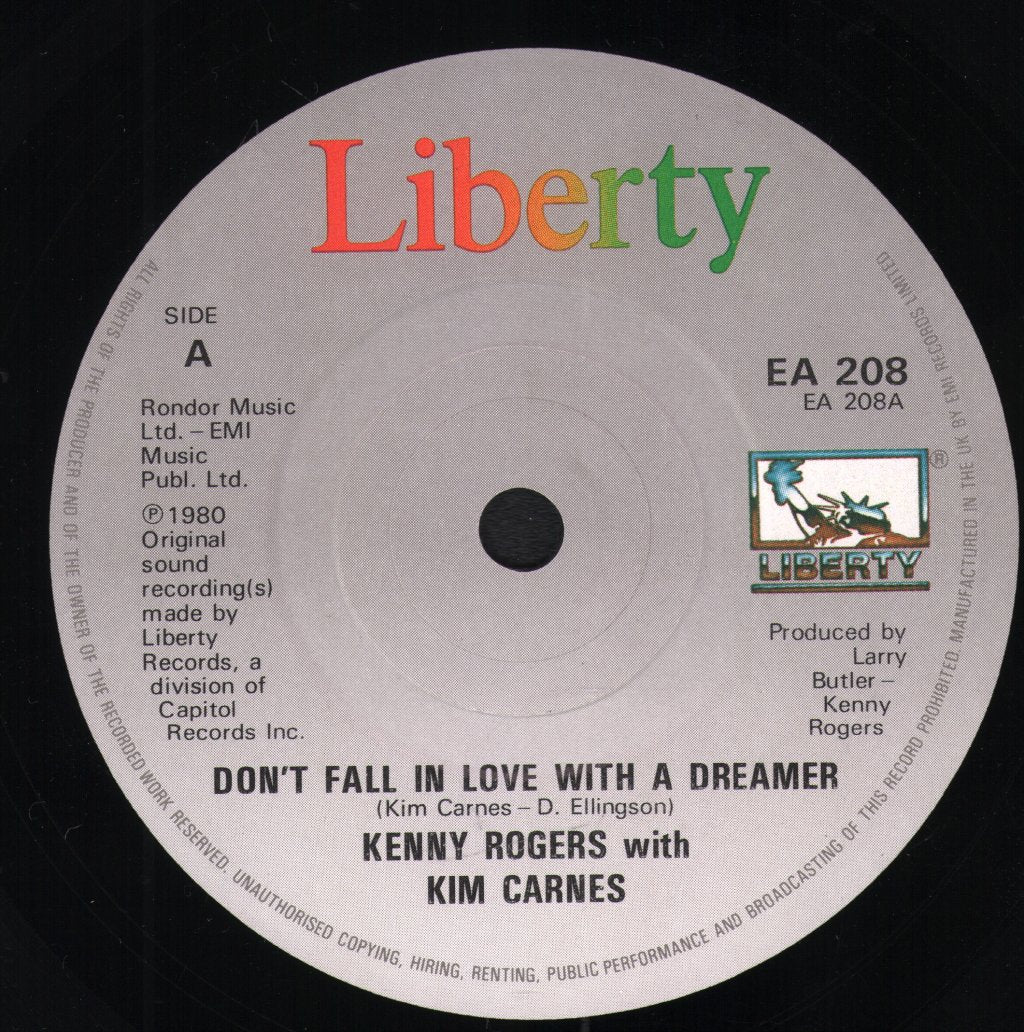 Kenny Rogers With Kim Carnes - Don't Fall In Love With A Dreamer - 7 Inch