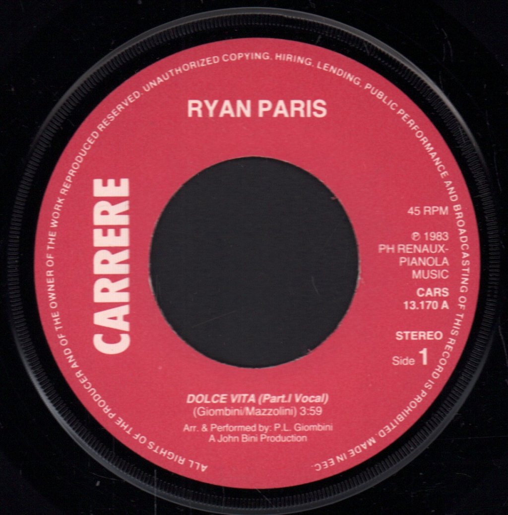 Ryan Paris - Dolce Vita - 7 Inch