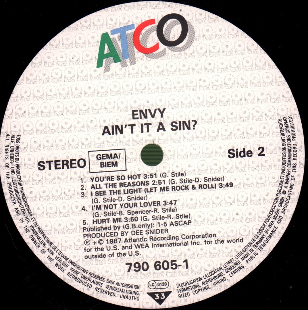 Envy - Ain't It A Sin? - Lp