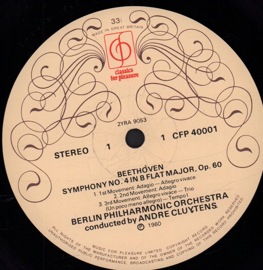 Berlin Philharmonic Orchestra - beethoven symphony No. 4 In B Flat - Lp