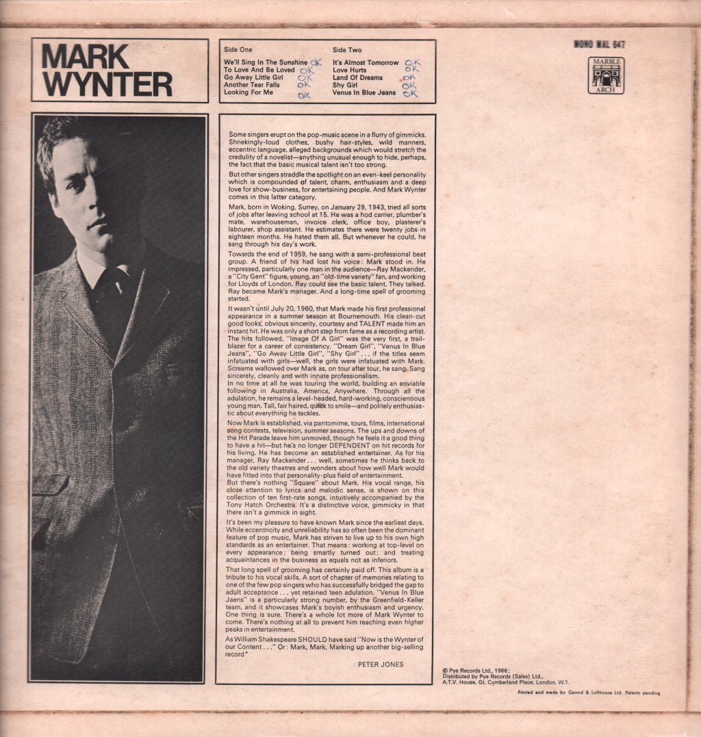 Mark Wynter - Mark Wynter - Lp