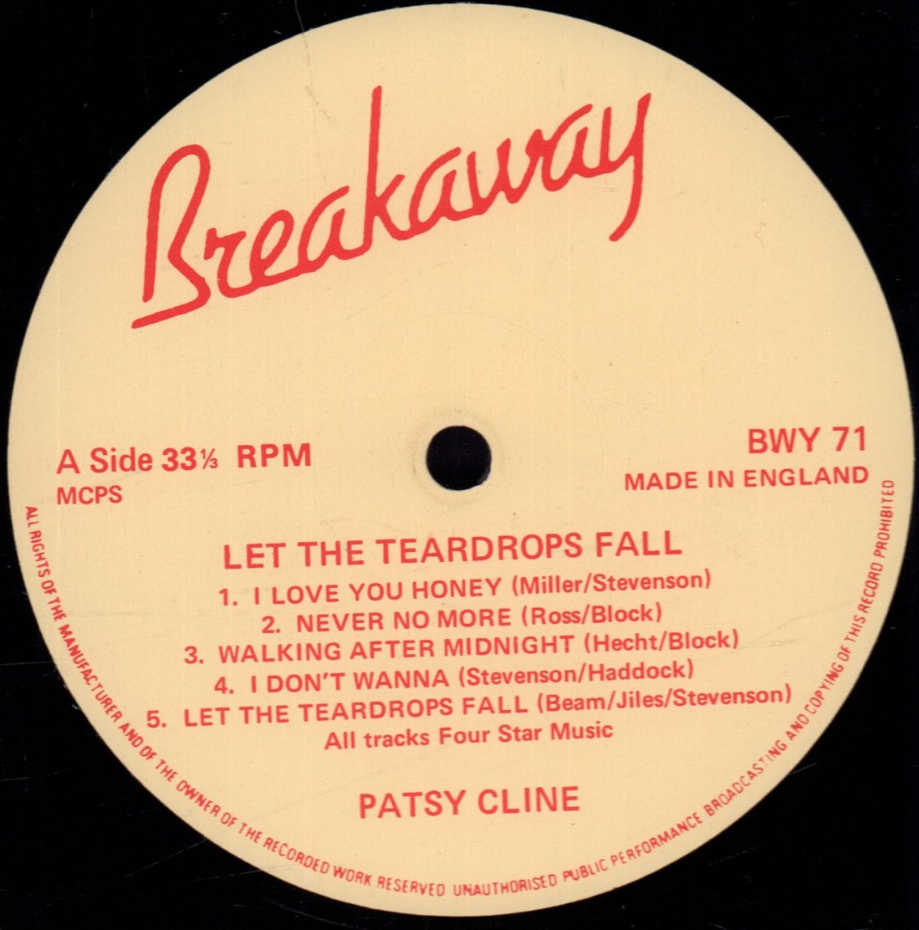 Patsy Cline - Let The Teardrops Fall - Lp