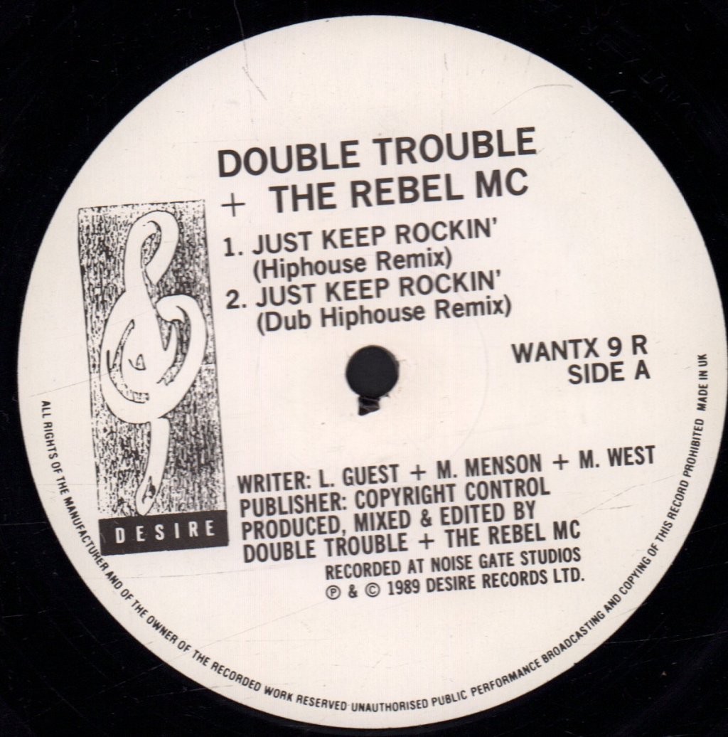 Double Trouble And The Rebel Mc - Just Keep Rockin' - 12 Inch