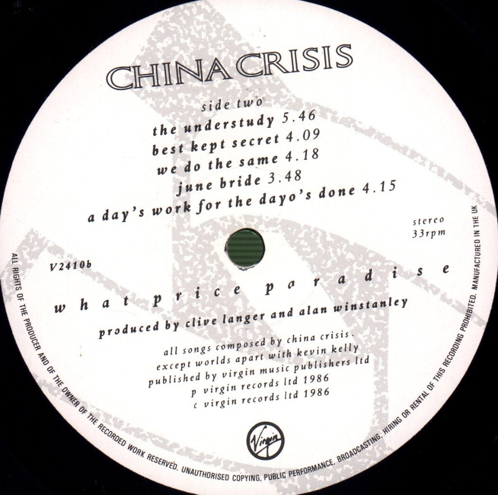 China Crisis - What Price Paradise - Lp