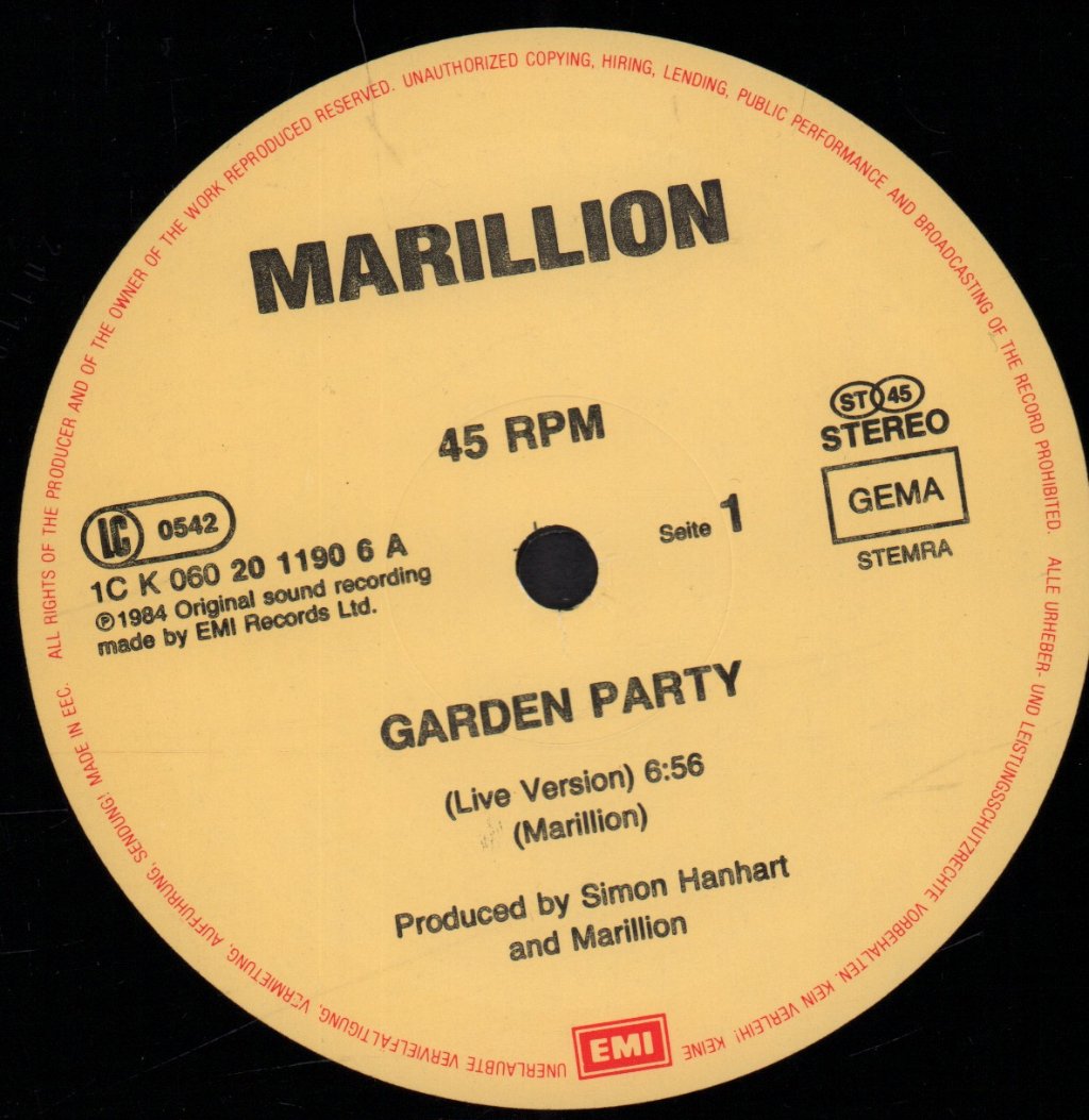 Marillion - Welcome To The Garden Party - 12 Inch