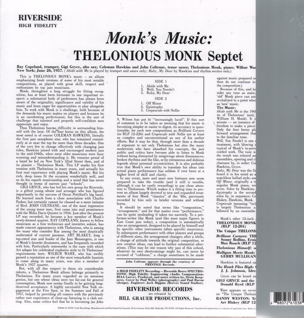 Thelonious Monk Septet - Monk's Music - Lp