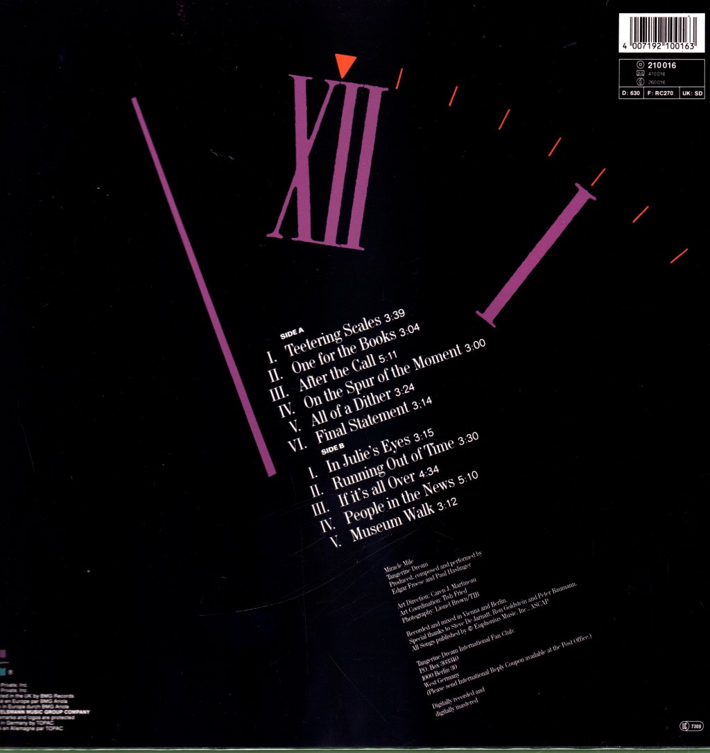 Tangerine Dream - Miracle Mile (Original Soundtrack) - Lp