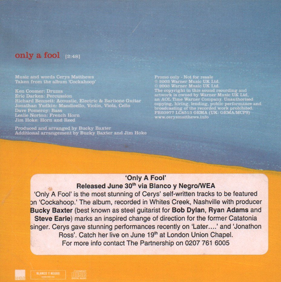 Cerys Matthews - Only A Fool - Cd