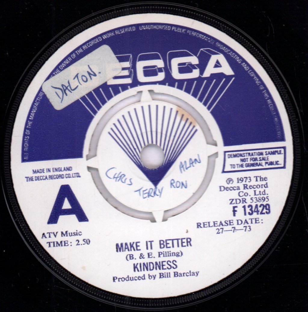 Kindness (Pre Smokie) - Make It Better - 7 Inch