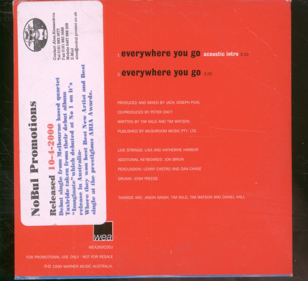Taxiride - Everywhere You Go - Cd