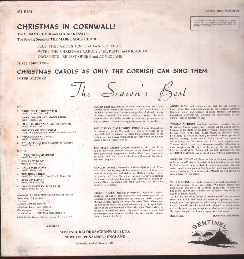 Climax Male Voice Choir / Mabe Ladies Choir - Season's Best - Lp