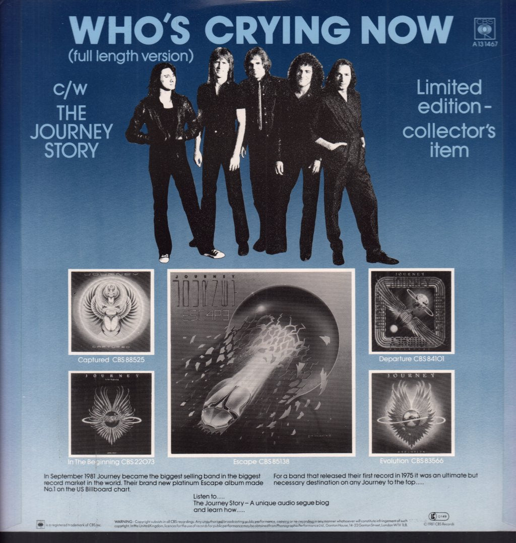 Journey - Who's Crying Now - 12 Inch