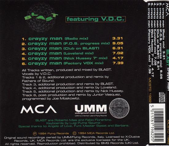 Blast Featuring V.D.C. - Crayzy Man - Cd