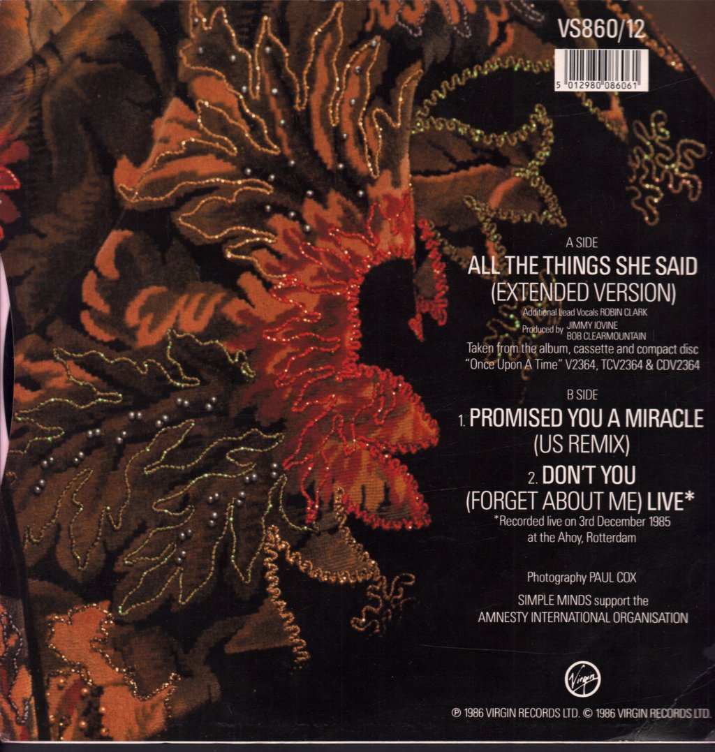 Simple Minds - All The Things She Said - 12 Inch