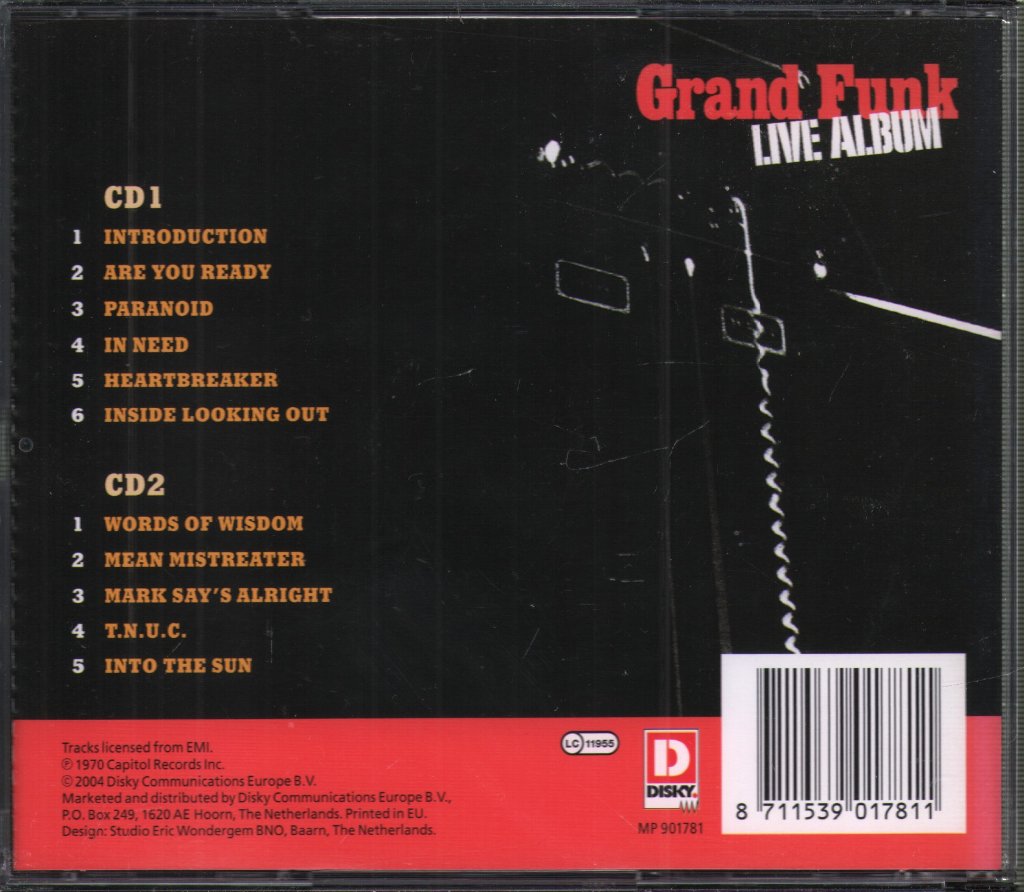 Grand Funk Railroad - Live Album - Double Cd