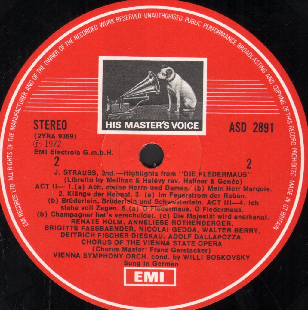 Willi Boskovsky / Anneliese Rothenberger / Dietrich Fischer-Dieskau / Nicolai Gedda - Johann Strauss - Die Fledermaus Highlights - Lp