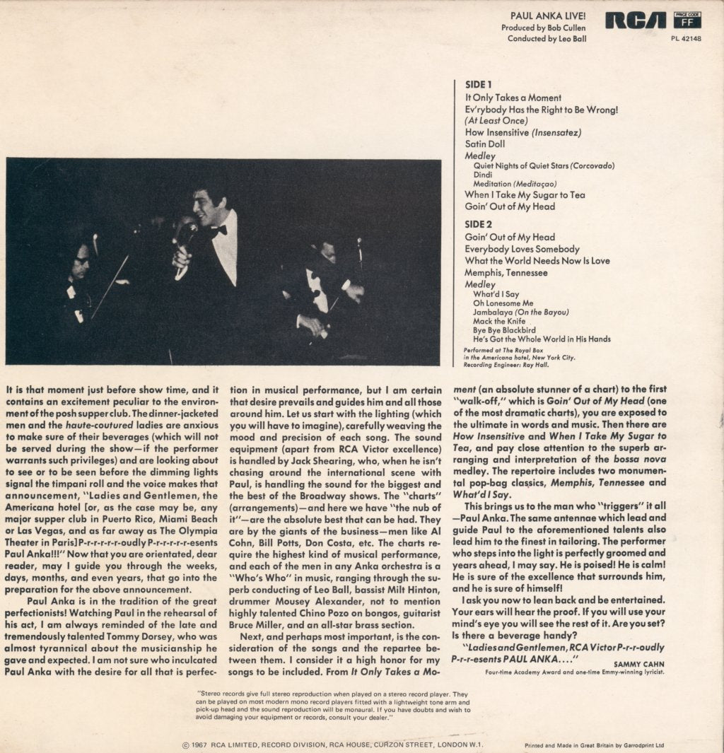 Paul Anka - Live - Lp