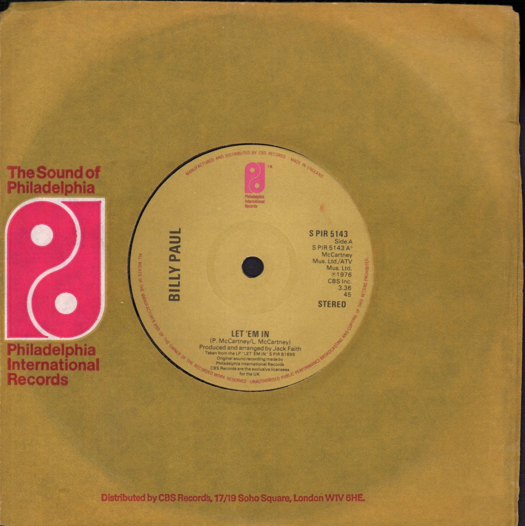 Billy Paul - Let 'Em In - 7 Inch