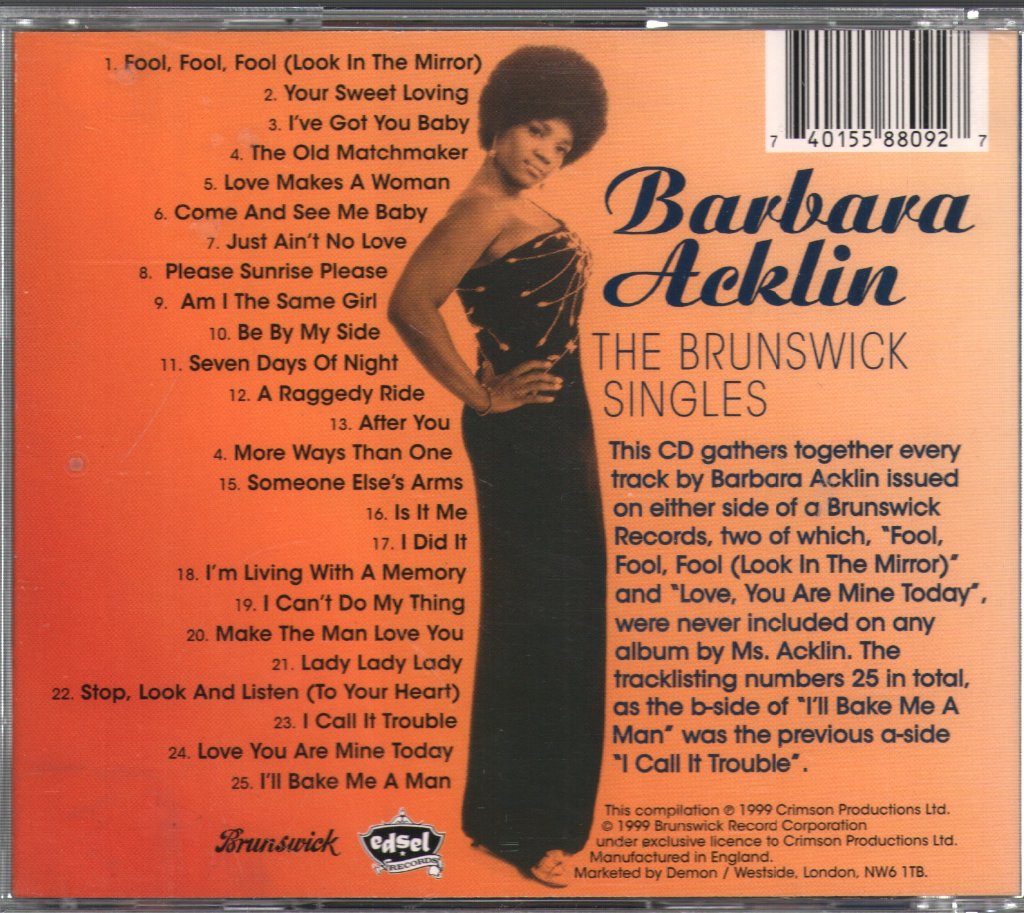 Barbara Acklin - Brunswick Singles A's & B's - Cd