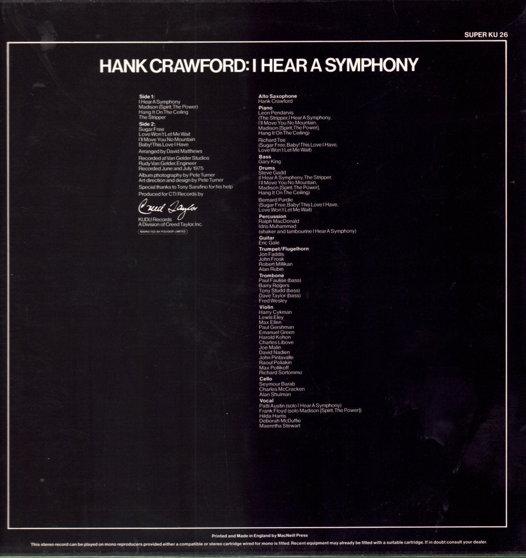 Hank Crawford - I Hear A Symphony - Lp
