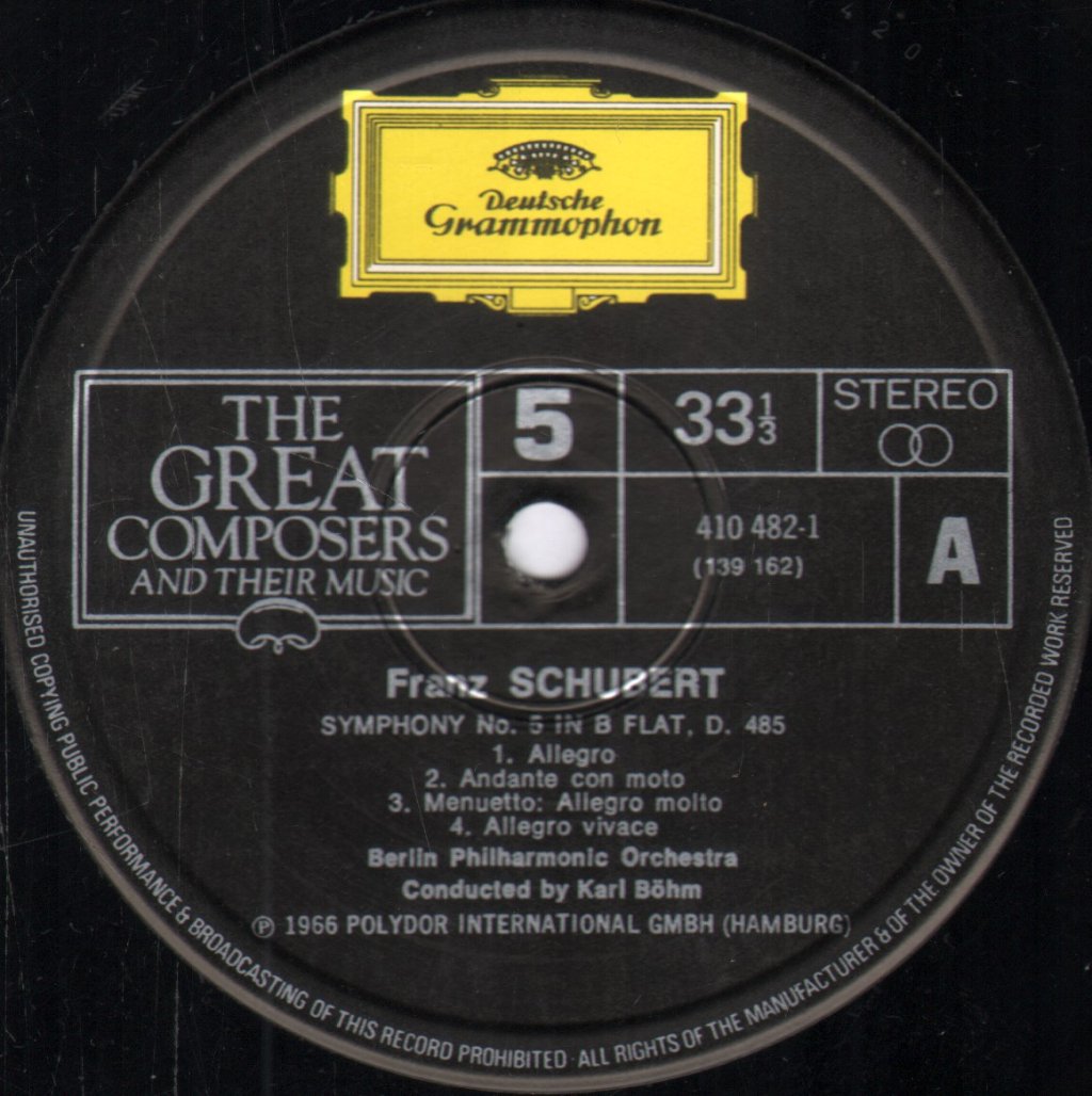 Karl Bohm / Berlin Philharmonic Orchestra - Schubert - Symphony No. 8 In B Minor ('Unfinished') D.759 / Symphony No. 5 In B-Flat Minor D.485 - Lp