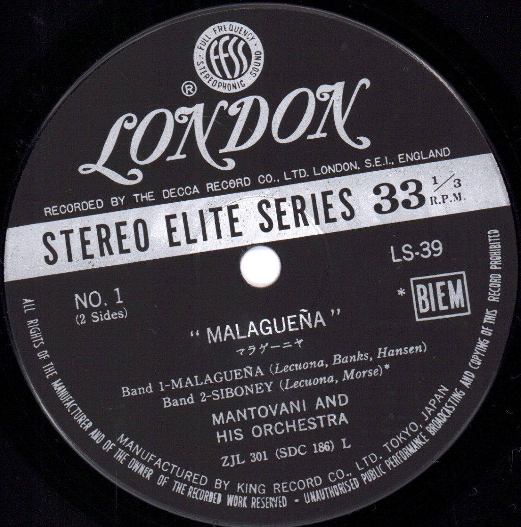 Mantovani And His Orchestra - Malaguena - 7 Inch