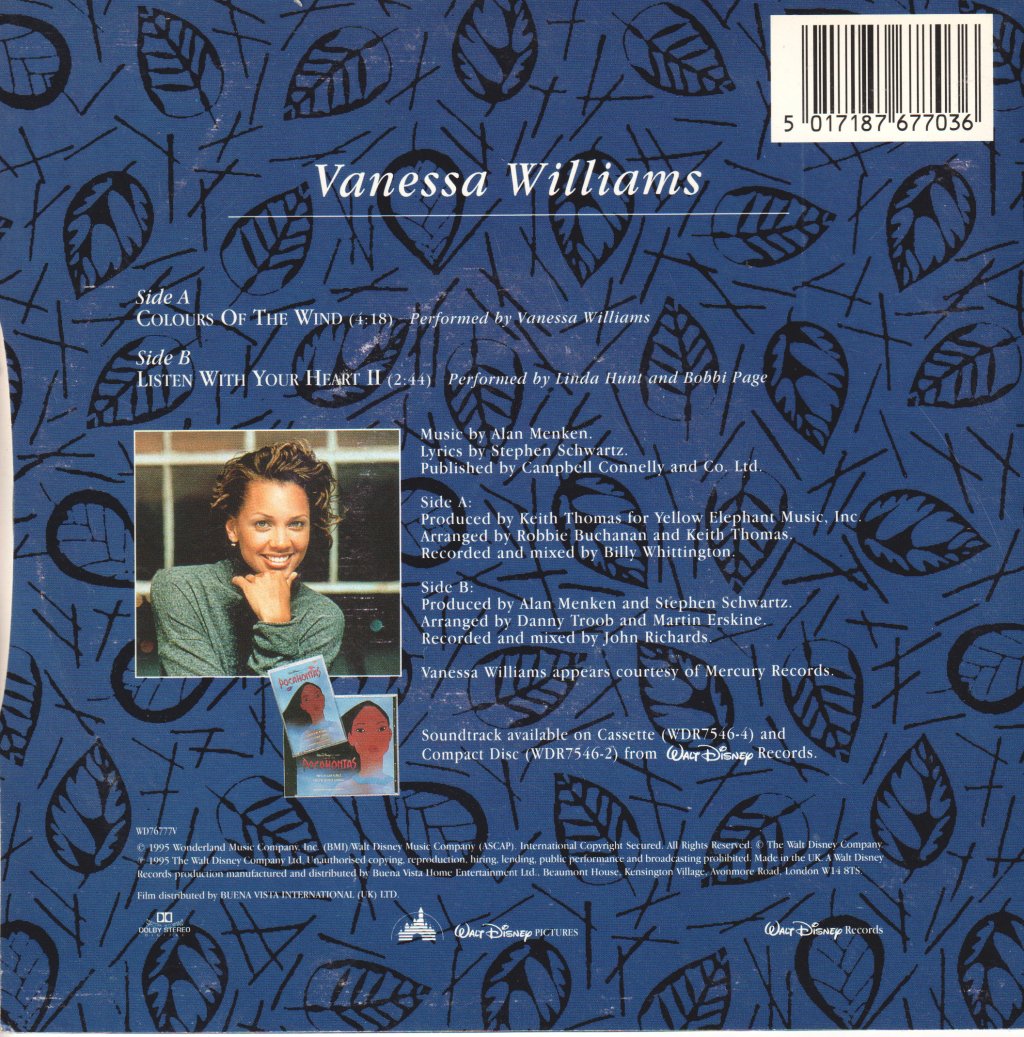 Vanessa Williams - Colours Of The Wind - 7 Inch