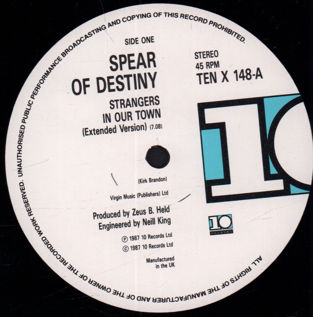 Spear Of Destiny - Strangers In Our Town - Double 12 Inch