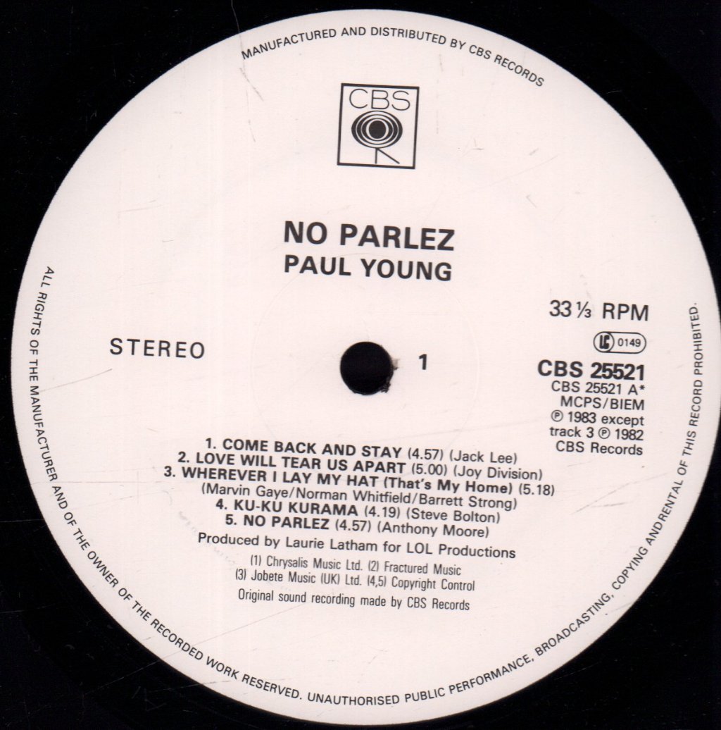 Paul Young - No Parlez - Lp
