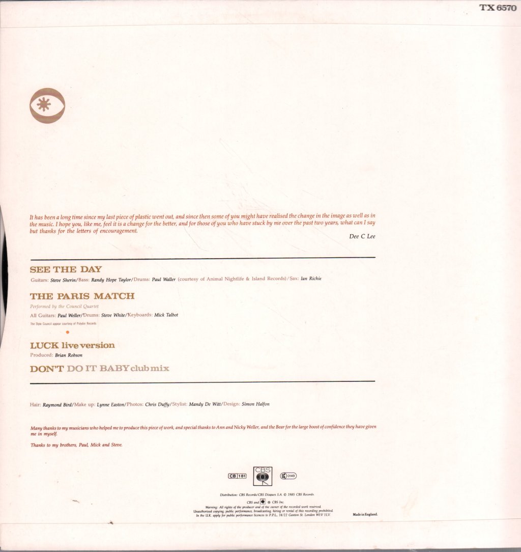 Dee.C.Lee - See The Day - 12 Inch