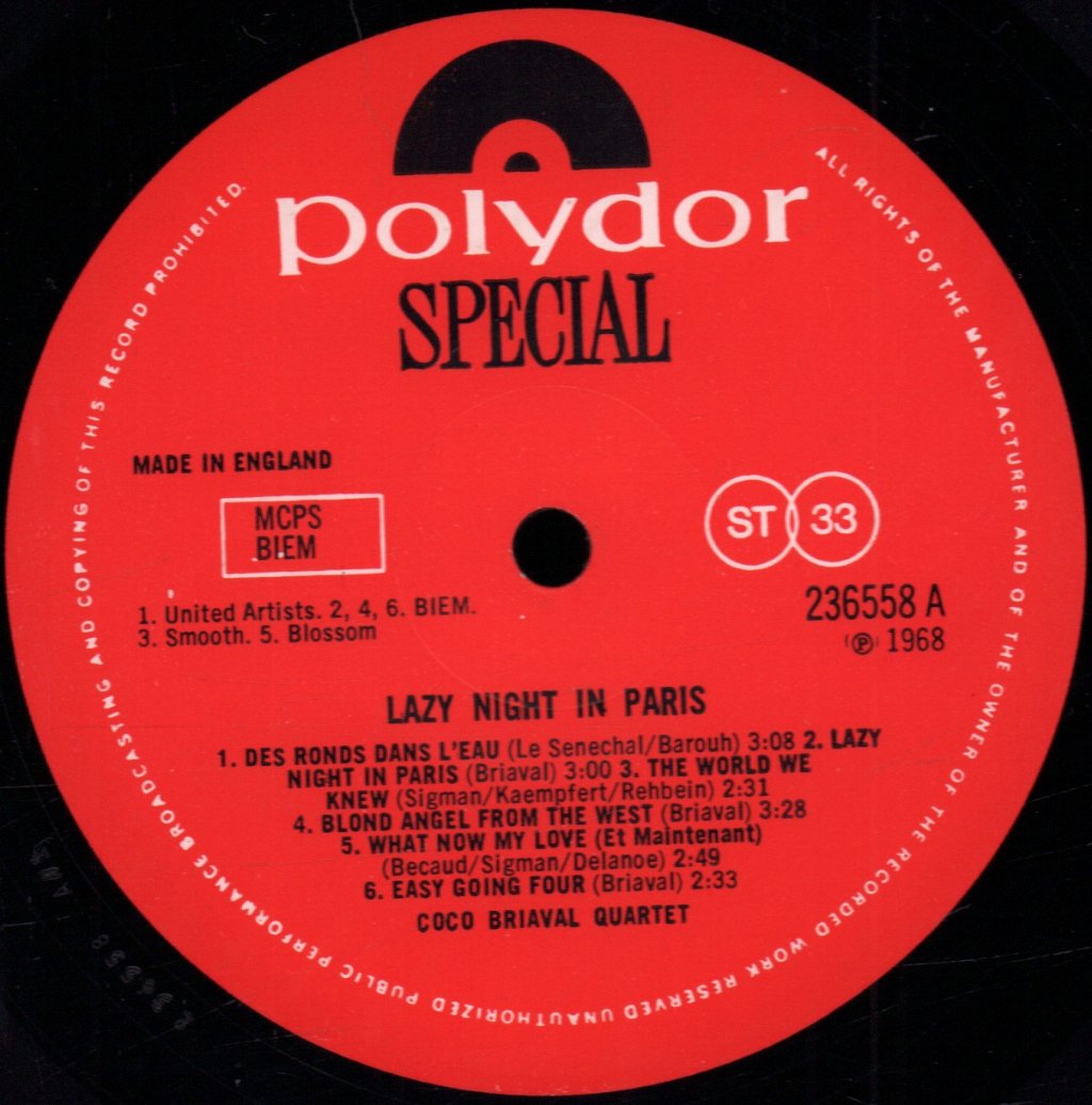 Coco Briaval Quartet - Lazy Night In Paris - Lp