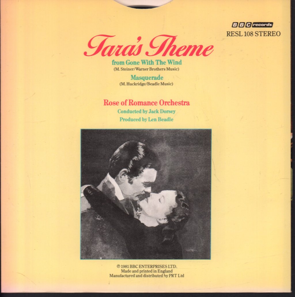 Rose Of Romance Orchestra - Tara's Theme From Gone With The Wind - 7 Inch