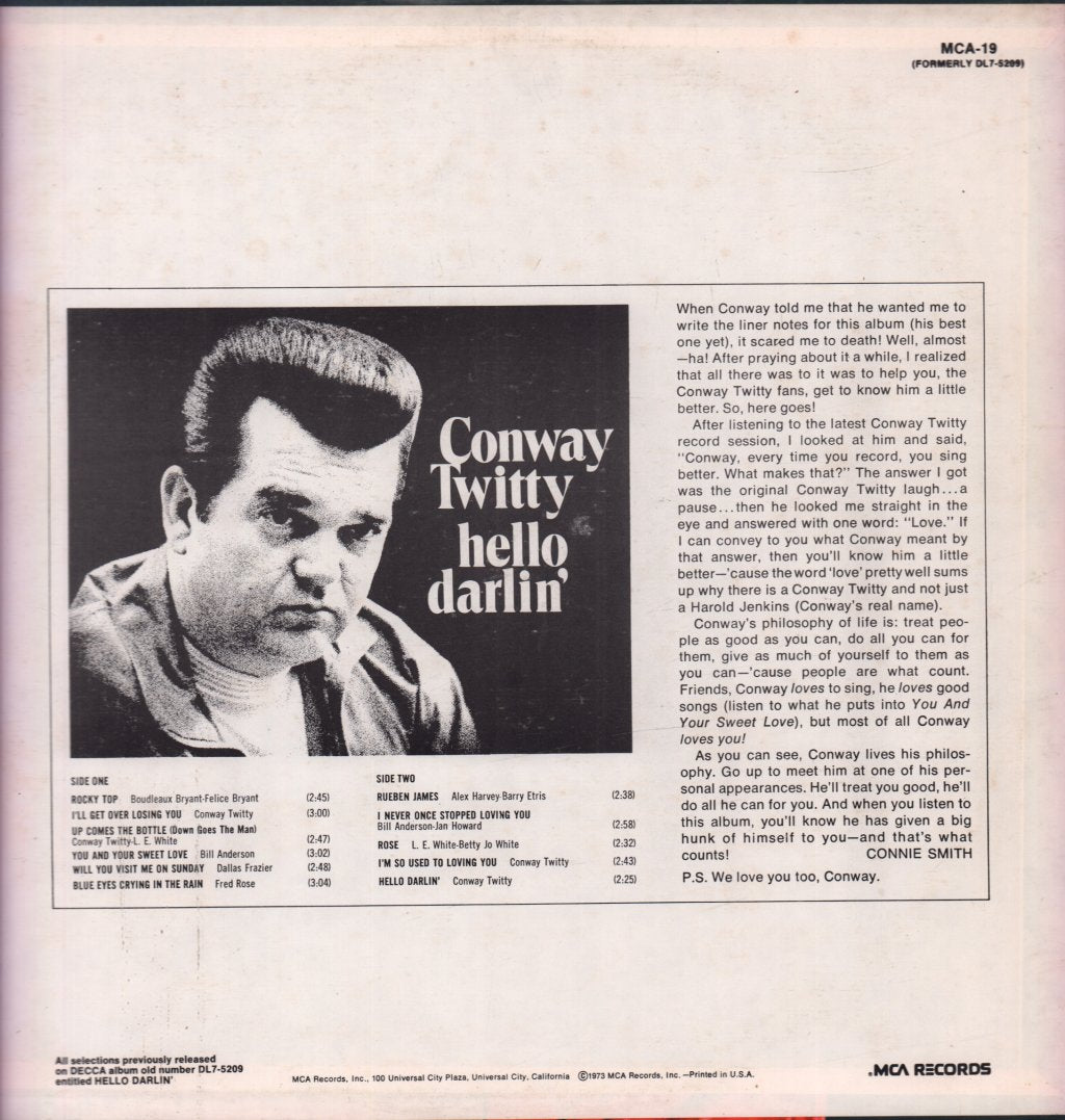 Conway Twitty - Hello, Darlin' - Lp