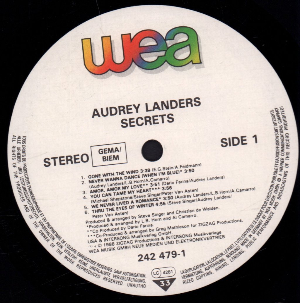 Audrey Landers - Secrets - Lp