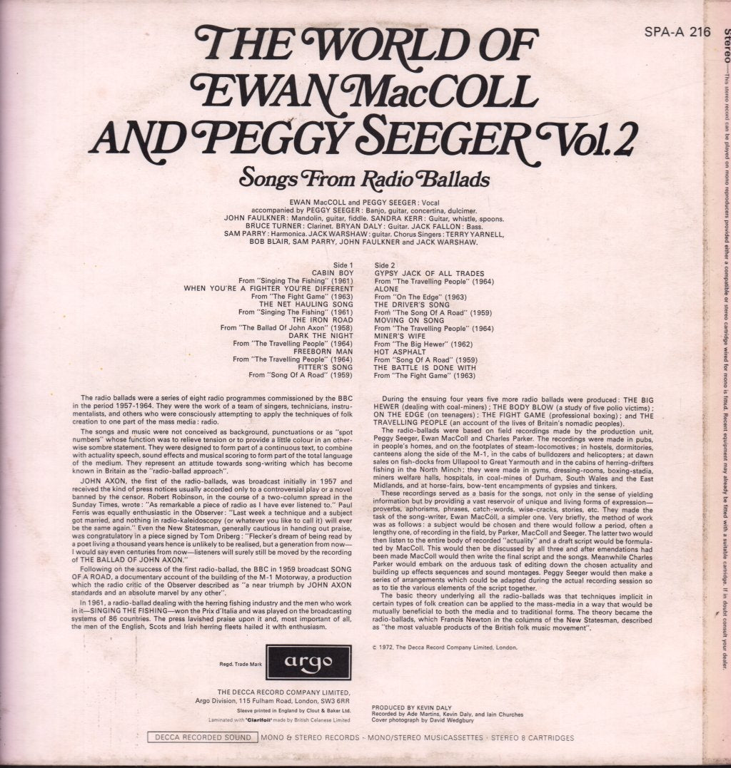 Ewan Maccoll And Peggy Seeger - World Of Vol 2 - Lp