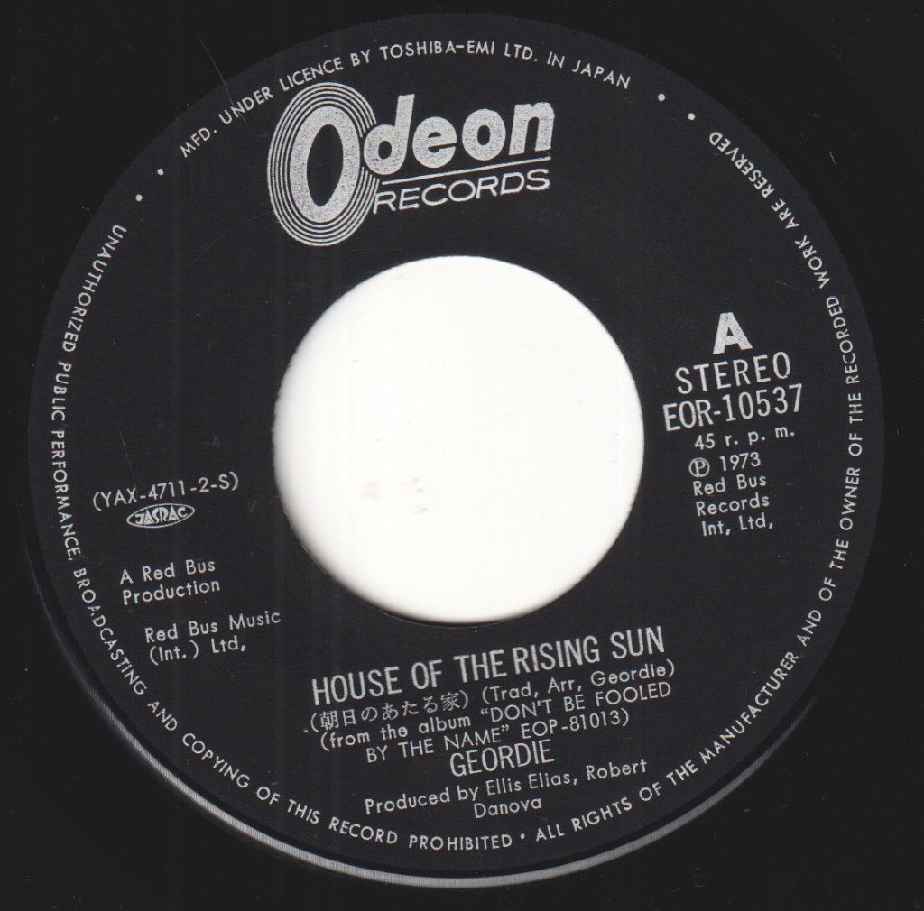 Geordie - House Of The Rising Sun - 7 Inch
