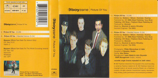 Boyzone (Boy Band) - Picture Of You - Cassette