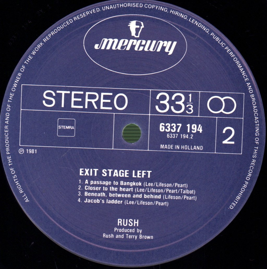 Rush - Exit Stage Left - Double Lp