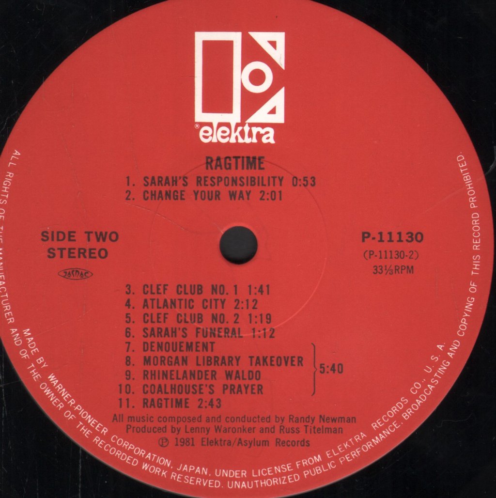 Randy Newman - Ragtime - Lp